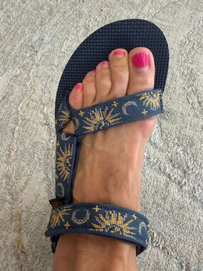Teva Blue Sandals with Yellow Design